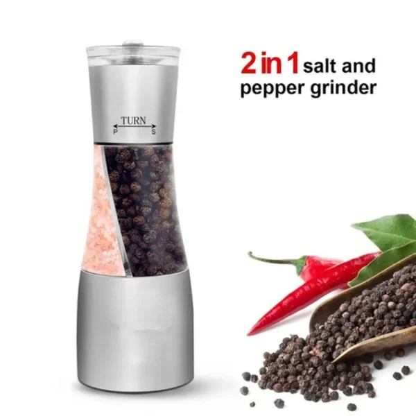 2 in 1 Stahl Manuelle Salz Pfeffer Mühle Mühle Gewürz Pfeffer Mühle Mahlen Kochen Restaurants Küche Werkzeuge （1Pcs/2Pcs）Gewürze Küche