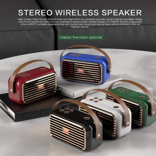 STONEGO 1PC 3D-Stereo-Bluetooth-Lautsprecher X7 TWS Tragbarer Retro-Musik-Dual-Lautsprecher Drahtlos Aux Usb De Som Outdoor Bass Soundcore Lautsprecher