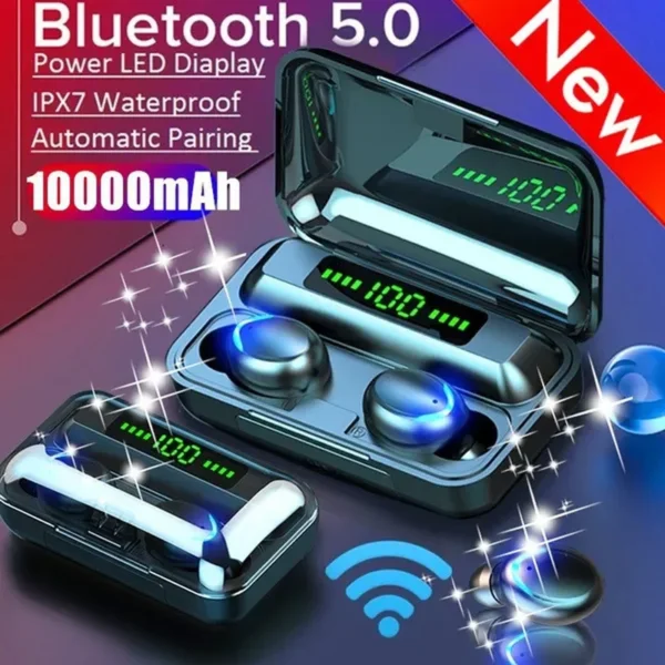 2024 Latest Upgrade TWS Wireless Bluetooth 5.0 Earbuds, 9D Hifi Stereo Bluetooth Wireless Headphones, IPX7 Waterproof Sport Headset, Kopfhörer mit Mikrofon LED Display Ladecase für Iphone Samsung Xiaomi Huawei Smartphone