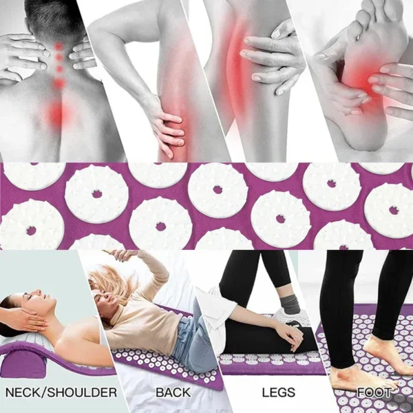 Yoga-Massage-Pads mit großen Berührungspunkten für eine bessere Nacken-, Rücken- und Fußmassage Haushaltsmassage Schmerzlinderung Kissen in Lila Farbe