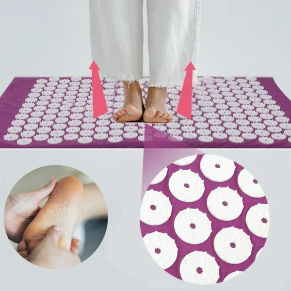 Yoga-Massage-Pads mit großen Berührungspunkten für eine bessere Nacken-, Rücken- und Fußmassage Haushaltsmassage Schmerzlinderung Kissen in Lila Farbe