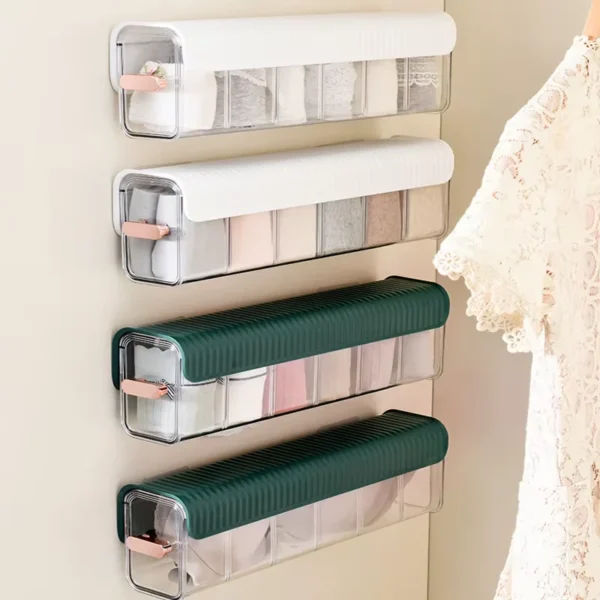 Kleiderschrank Organizer Sockenaufbewahrung Einfache platzsparende Box Platzsparend Schlafzimmer Wandmontiert Stanzfrei Kleiderschrank Sockenaufbewahrung Schublade Unterwäsche Organizer