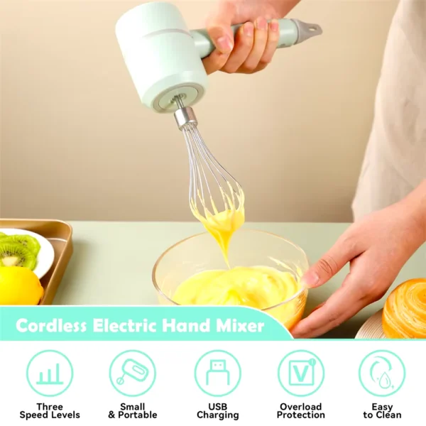 Tragbarer Mixer Küchengeräte zum Schlagen Handmixer Elektrische Küchenmaschinen Set Milchaufschäumer Schneebesen Kuchen backen Knetmaschine