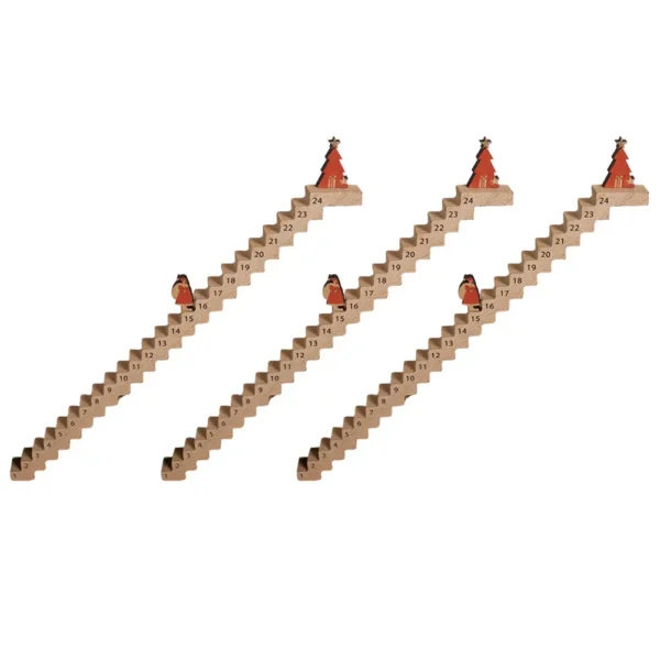 Weihnachts-Adventskalender 2024 Xmas Santa Climbing Stairs Cute Festliche Tischplatte Holz Ornament Weihnachts-Countdown-Kalender Home Decor