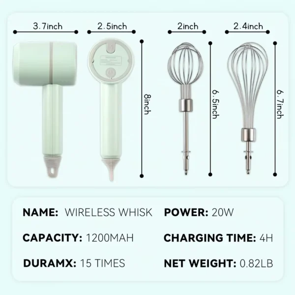 Tragbarer Mixer Küchengeräte zum Schlagen Handmixer Elektrische Küchenmaschinen Set Milchaufschäumer Schneebesen Kuchen backen Knetmaschine