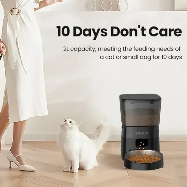 Automatischer praktischer Haustierfutterspender Knopfversion Auto Katzenfutterspender Zubehör Smart Control Haustierfutterspender für Katzen Hund Trockenfutter