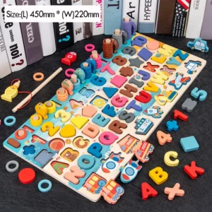 Lernen Kinder Montessori Mathematik Spielzeug für Kleinkinder pädagogische hölzerne Puzzle Angeln Spielzeug zählen Zahl Form Matching Sorter Spiele Board Toy