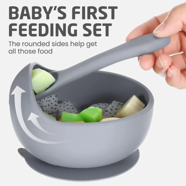 Practical Silicone Baby Bowl Self Feeding Training Snail Bowl Infant anti Drop Sucker Set with Spoon Set Children&#039;S Feeding Tableware