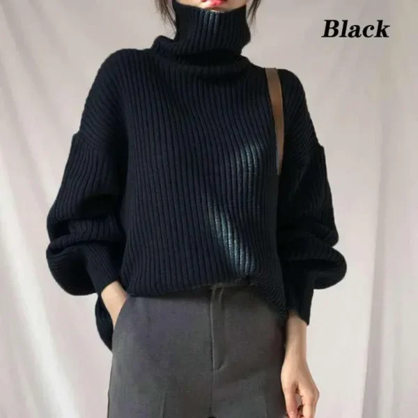 Winter Women&#039;S Casual Cozy Knitted Turtleneck Sweater Pullover Loose Warm Long Sleeve Sweater Fashion Tops