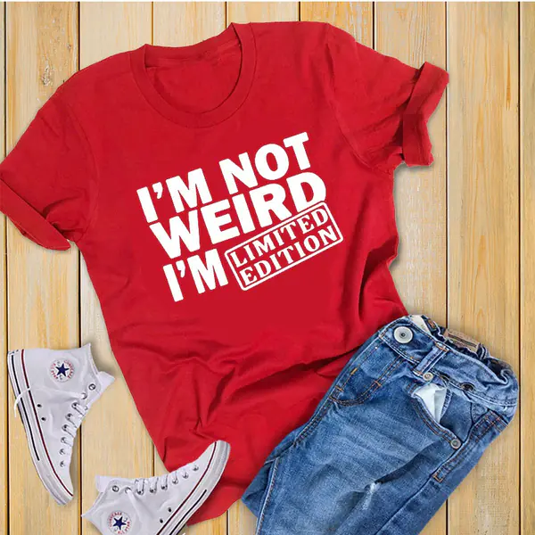 Lustiges T-Shirt I'M NOT WEIRD I'M LIMITED EDITION Damen T Shirts Lustige Buchstaben Gedruckt Lustiges Tshirt Kurzarm Sommer Tops Kleidung Lustiges T-Shirt mit Druck