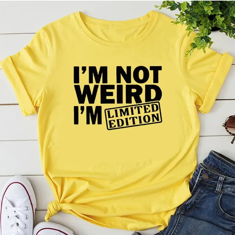 Lustiges T-Shirt I'M NOT WEIRD I'M LIMITED EDITION Damen T Shirts Lustige Buchstaben Gedruckt Lustiges Tshirt Kurzarm Sommer Tops Kleidung Meme-T-Shirt