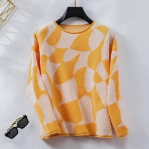 Women'S Matching Color Long Sleeve Cozy Pullover Knit Sweater, Fashion Casual Loose Winter Autumn Warm Sweater Pullover Tops