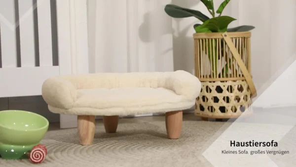 Pawhut Katzenbett Hundesofa Hundebett Haustiersofa Erhöhte Couch für Haustiere mit erhöhtem Design Creme