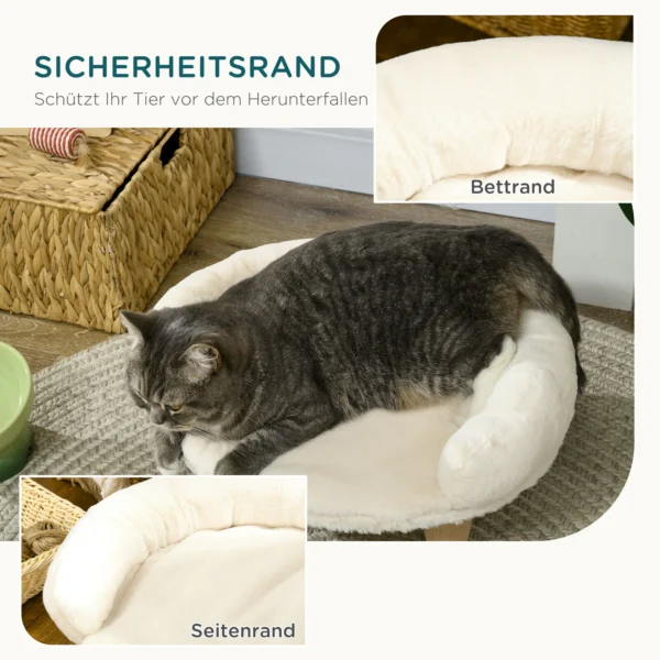 Pawhut Katzenbett Hundesofa Hundebett Haustiersofa Erhöhte Couch für Haustiere mit erhöhtem Design Creme